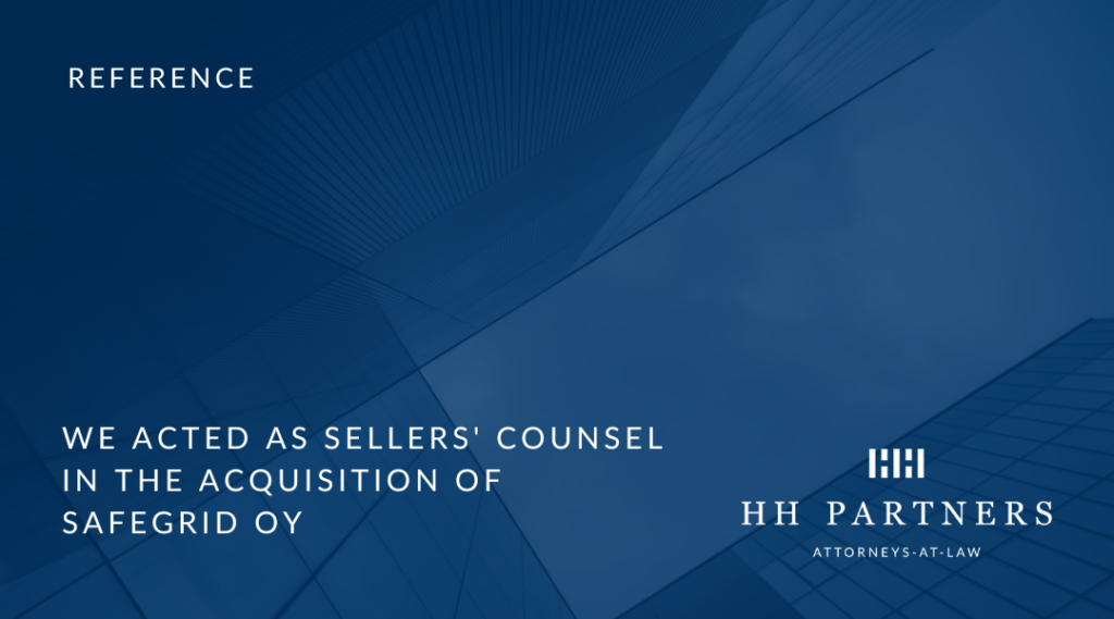 We acted as sellers' counsel in the acquisition of Safegrid Oy